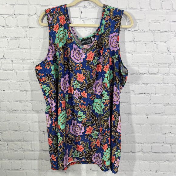 Attitudes by Renee Cardigan Tank Top 2 Pc Women Plus 3X Floral Knit Mesh Cover - Picture 5 of 16